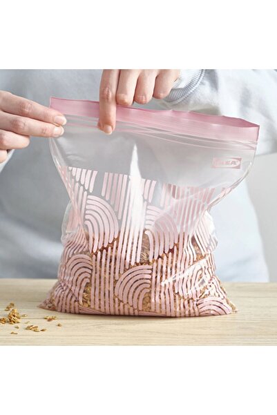 IKEA Istad 2,5 Lt 25x24 Cm çizgili-Uçuk Pempe 20 Adet Kilitli Buzdolabı Poşet...