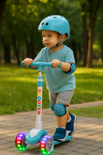 Duman Pilli Işıklı Müzikli Çocuk Scooter | Led Işık ve Müzikli Scooter