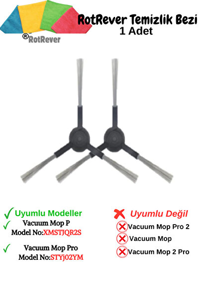 RotRever Xiaomi Vacuum Mop P-Mop Pro Styj02ym compatibil de înlocuire 2 buc. perii laterale, 1 buc. set de cârpe RotRever-3 bucăți