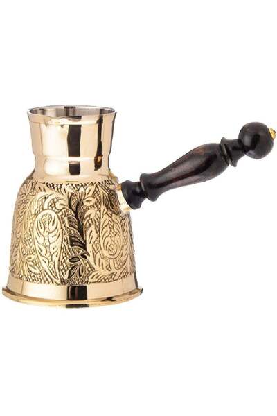 ELEGANT HOME إبريق قهوة تركي بن شيهون نحاس بمقبض خشبي 12 سم - 4 أكواب