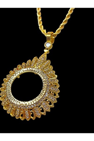 stainless steell Heka Yarım Altın Çerçeveli Kolye (Altın Kaplama)