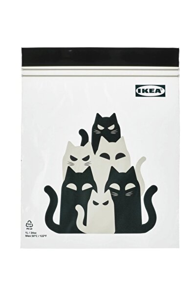 IKEA Kilitli Buzdolabı Poşeti Kedicik desenli 25 Adet 1 Litre çift kilitli-Sa...