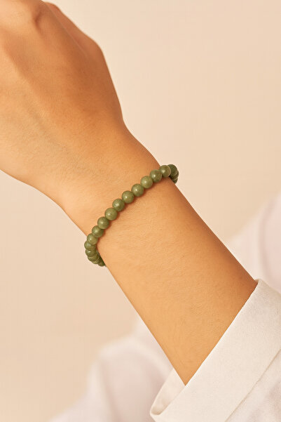 LOVELOTUS سوار من حجر اليشم الطبيعي على شكل كرة مقطوعة للجنسين