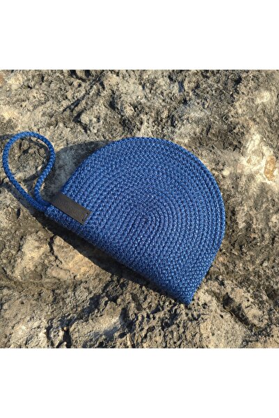 LinaHouse El Yapımı Örme Kordon İp Portföy & Clutch Çanta – Saks Mavisi