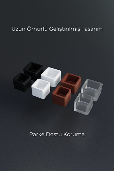 wooden lane studio 25x25 mm 4’lü Siyah Kare Kaymaz Sandalye Ayak Pabucu – Sessiz ve Parke Koruyucu