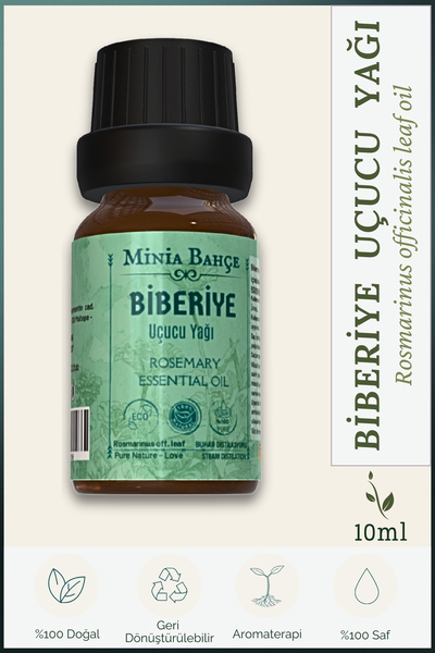 Minia Bahçe Bitki ve Sanat Atölyesi Biberiye Uçucu Yağı, %100 Saf, 10ml