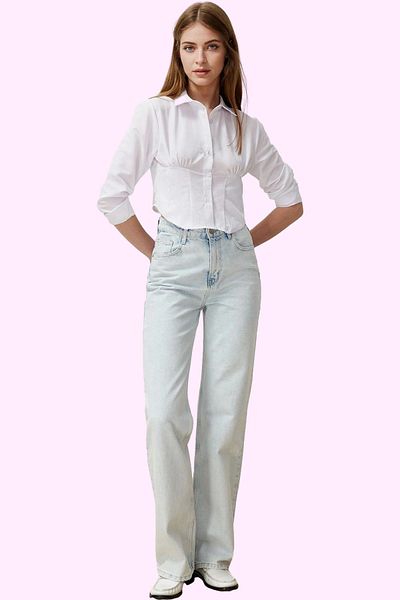 PayBuy Women's Fashion High Waist Long Length Wide Leg Jean Cotton Daily Combinations Weekend Quality Material