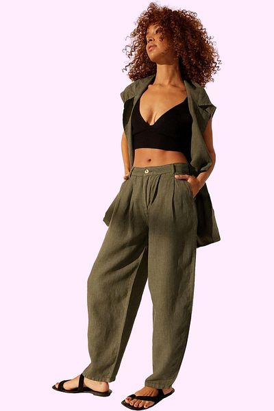 PayBuy Women's Fashion High Waist Wide Leg Linen Pants Summer Style Meets