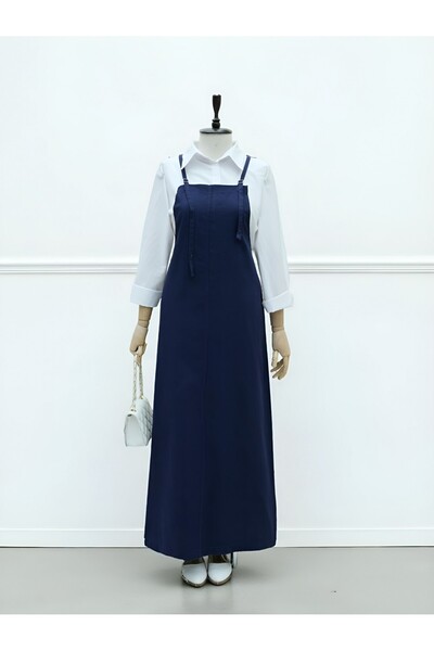 Modamorfo Gabardine Gilet Dress with Strap - Navy
