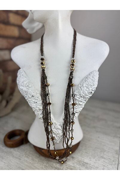 SEDEF TAKI Uzun kum boncuklu yıldız Charmlı kolye