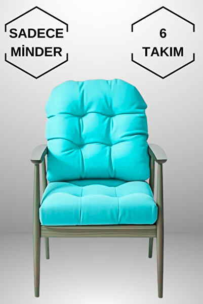 MoMMe Подушка для стільця 45x45 см Сидіння та спинка (6 комплектів) ТУРКУАЗОВ...