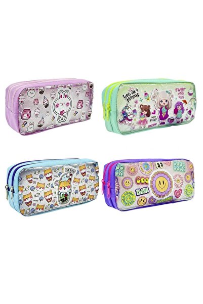Mikro S-20 2 BÖLMELİ PVC ŞEFFAF KARIŞIK DESEN KIZ ÇOCUK KALEM ÇANTASI - TEKLİ