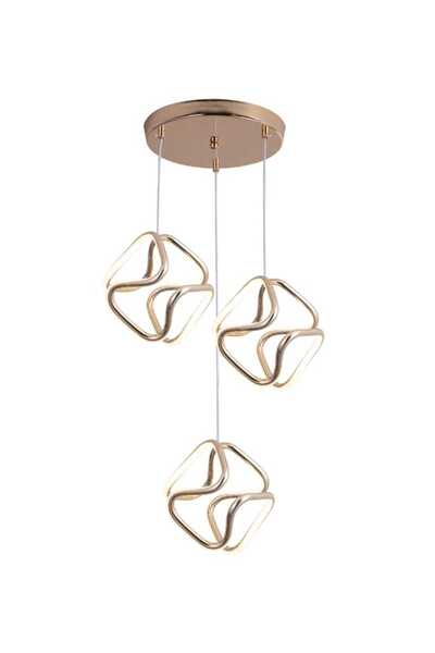 best power Modern LED 3 Lamps 124W Chandelier 6889-3 with 3 Dimmable Lighting Modes, 75cm Adjustable Length