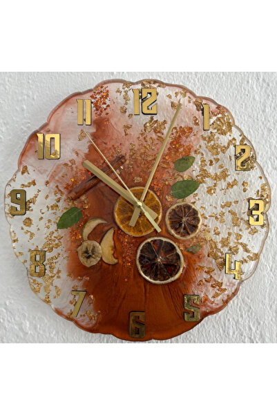 Pelince - Citrus and Fruit Themed Epoxy Kitchen Wall Clock - Metallic Copper I - 30 cm