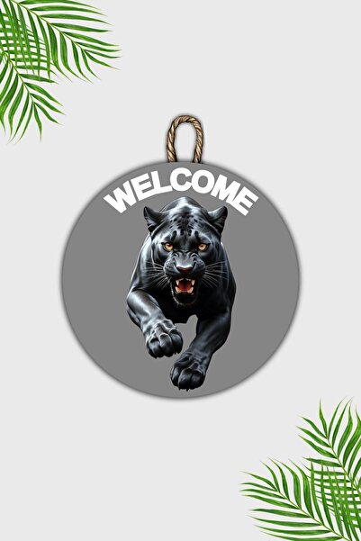 Dormot Ornament modern pentru ușă din lemn - Ornament pentru ușă de perete gri Tiger Black - Ornament pentru ușă în aer liber