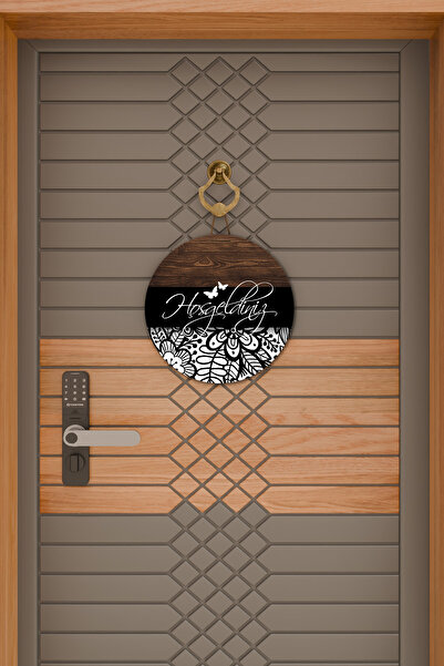 Dormot Μοντέρνα Ψηφιακή Εκτύπωση Ξύλινο Μαύρο Στολίδι Πόρτας καλωσορίσματος