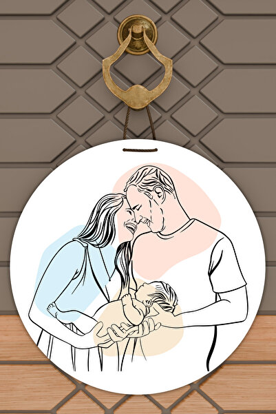 Dormot Сучасний цифровий друк Білий тато, мама, дитина, прикраса на двері