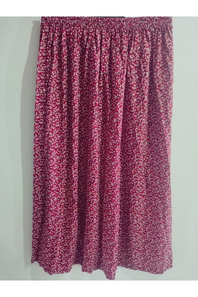 hoaryage Elastic Waist, Vivid Colorful Patterned Viscose Press Fabric Maxi Length Skirt, Prayer Skirt, Size 36-48