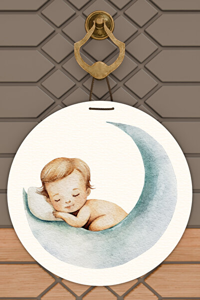 Dormot 1Ornament pentru ușă pentru bebeluș cu lună albă, imprimare digitală m...