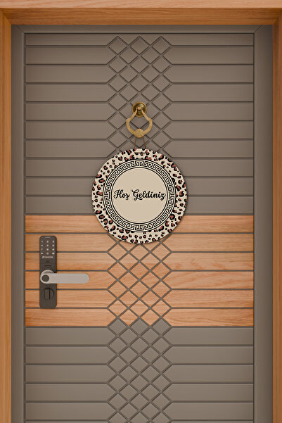 Dormot Сучасна дерев'яна цифрова друкована прикраса для дверей - Леопардовий візерунок для зовнішніх дверей