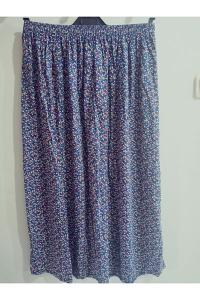 hoaryage Elastic Waist, Vivid Colorful Patterned Viscose Press Fabric Maxi Length Skirt, Prayer Skirt, Size 36-48