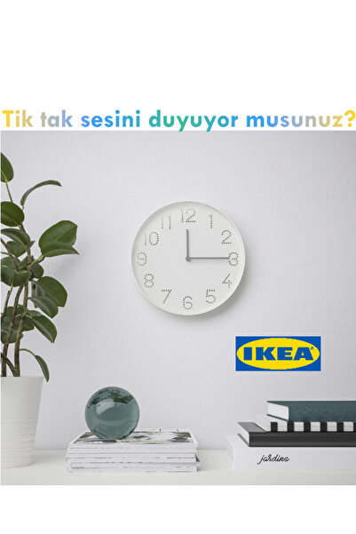 IKEA TROMMA Duvar Saati | Beyaz Renk | Sessiz çalışan saat | 25 cm