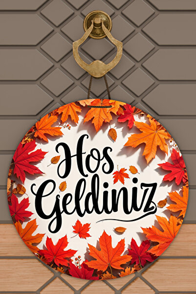 Dormot Сучасний цифровий друк на дереві, коричневий осінній декор для дверей