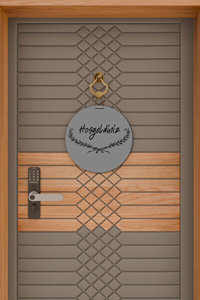 Dormot Ornament Modern pentru Ușă - Ramură Inferioară Gri Top Bun venit - Ornament pentru Ușă în aer liber