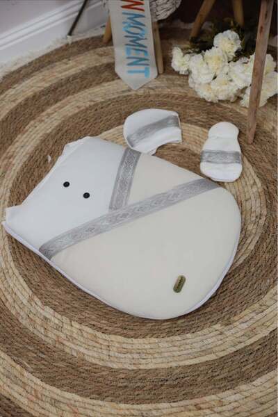 Fun Moment Newborn baby bisht - beige and silver bisht design