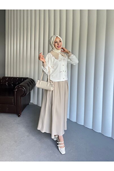 By Pommes Life Shirt Bow Detailed Skirt Suit