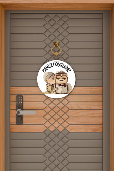 Dormot Сучасна прикраса для дверей - Біла мила пара - Цифровий друк на дереві - Індивідуальний дизайн Прикраса для зовнішніх дверей