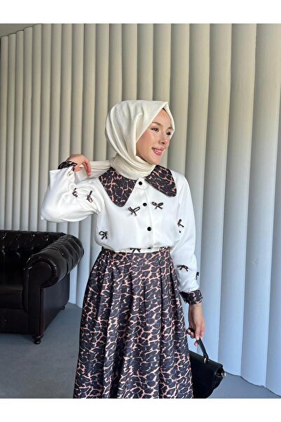 By Pommes Life Shirt Bow Detailed Skirt Suit