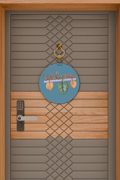 Dormot Сучасна прикраса для дверей, синій фон, нижня частина у вигляді листя, прикраса для зовнішніх дверей