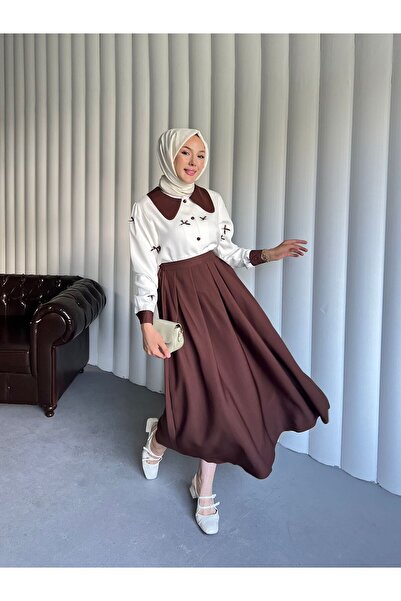 By Pommes Life Shirt Bow Detailed Skirt Suit