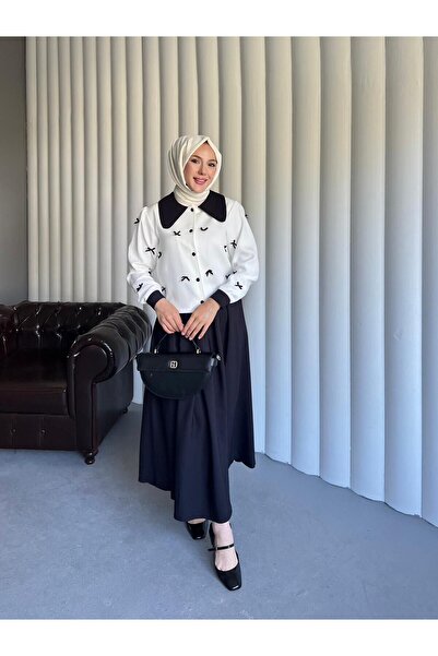By Pommes Life Shirt Bow Detailed Skirt Suit