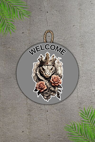 Dormot Μοντέρνο Ξύλινο Στολίδι Πόρτας - Γκρι Τριαντάφυλλο και Φιδάκι Στολίδι Πόρτας - Εξωτερικό Στολίδι Πόρτας