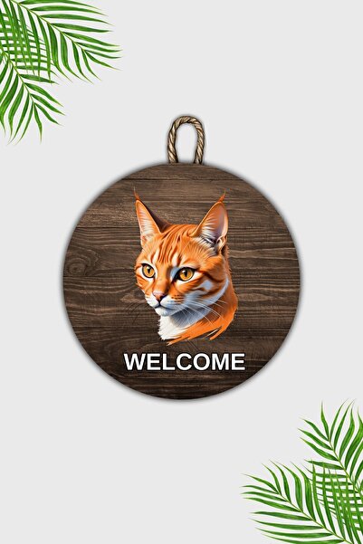 Dormot Ornament modern pentru ușă din lemn - pisică din lemn, ornament pentru ușă de perete cu model de pisică - ornament pentru ușă în aer liber