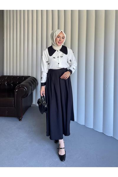 By Pommes Life Shirt Bow Detailed Skirt Suit