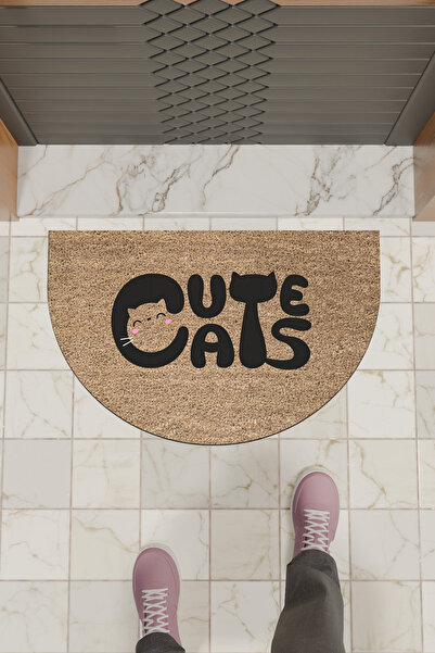 Dormot ممسحة أرجل رقمية حديثة باللون البني اللطيف للقطط - سجادة باب أمامية