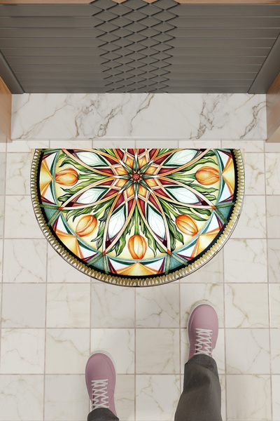 Dormot Modern Digital Doormat - Colorful Mandala Pattern Doormat - Front Door Mat