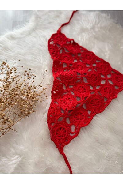 symaslandesign Örgü bandana, el örgüsü yazlık üçgen bandana