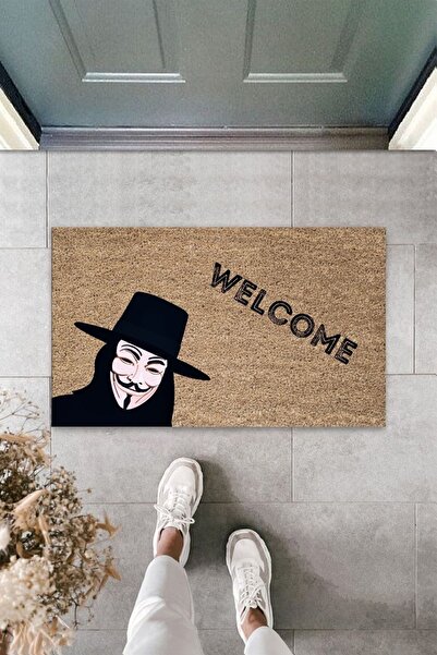 Dormot ممسحة أرجل بطباعة رقمية حديثة باللون البني V For Vendetta - 45x70 سم