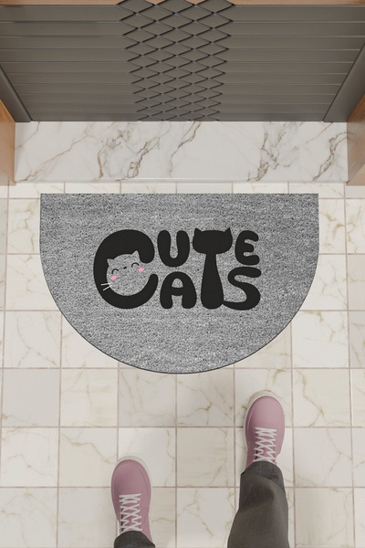 Dormot ممسحة رقمية حديثة باللون الرمادي اللطيف للقطط - ممسحة أمام الباب