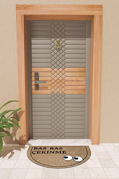 Dormot Modern Dijital Paspas Kahverengi Bas Bas Çekinme Paspas - Kapı Önü Paspası