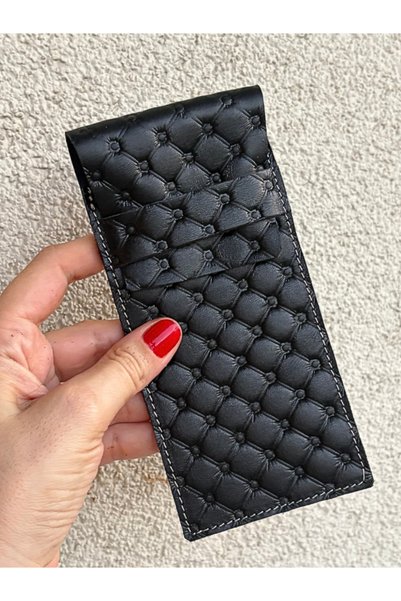 Pinkylola Design Sofisticate 2 Model Siyah Kapitone baskılı hakiki deri Kalem...