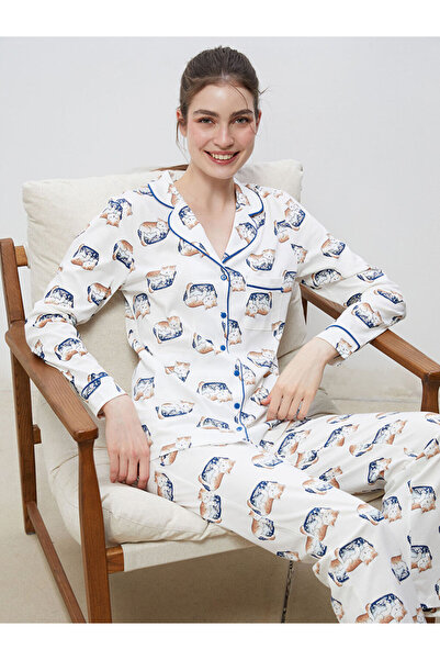 LC Waikiki Create Your Style from Uzg Store |   Shirt Collar Printed Women's Pajama Set