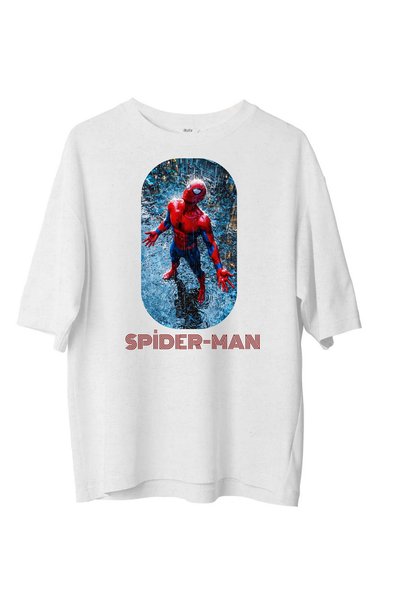 lovver Lewibafashion Marvel Spder-Man Designed Oversize White T-Shirt