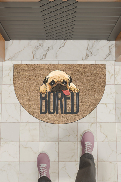Dormot Modern Digital Doormat Brown Pug Bored Mat - Front Door Mat