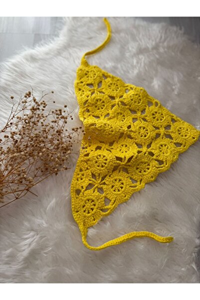 symaslandesign Knitted Bandana, Hand-Knitted Summer Triangular Bandana