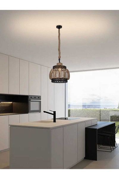 best power Rustic Rope Chandelier – Model 9007 | Vintage Hanging Ceiling Light | E27 Bulbs | 80cm Cable Length